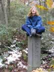 Christopher at the marker for the Mass. - NY border (71kb)