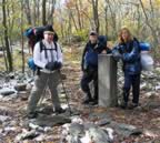At the tri-state marker, three guys in three states: Steve on the R in Connecticut, Will in the middle in New York, and Christopher on the right in Massachusetts (110kb)